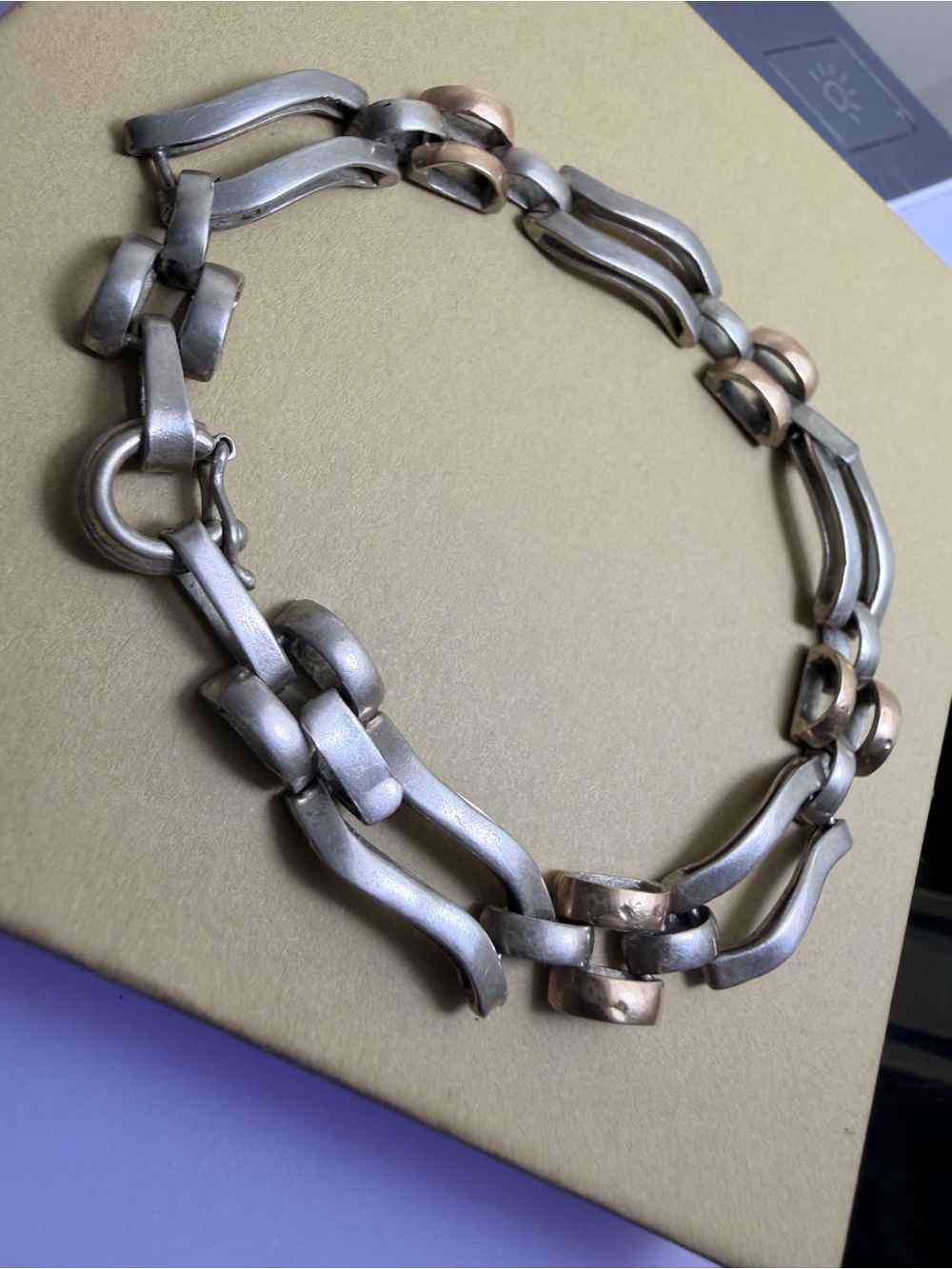 Two-Tone 950  Silver and 18k Gold Link Bracelet